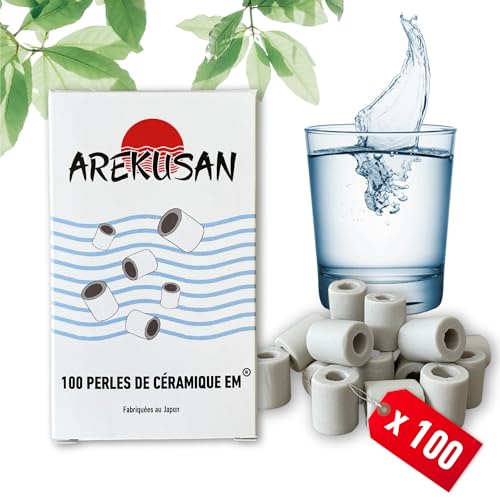 100 perlas de cerámica EM Grises | Filtración natural del agua del grifo | Purificador y filtro calcáreo, cloro para lavadora, lavavajillas, acuarios, cafetera, tetera, jarra