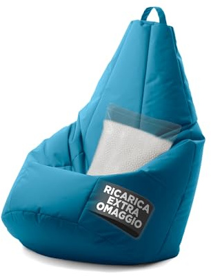 Avalon - Puff Poltrona Sacco Pera Deluxe Grande Sfoderabile, Pouf Sacco di Qualità Sartoriale, Bean Bag per Sedersi Ergonomico, Tessuto Antistrappo Impermeabile, Made in Italy(70x130cm-Petrol)