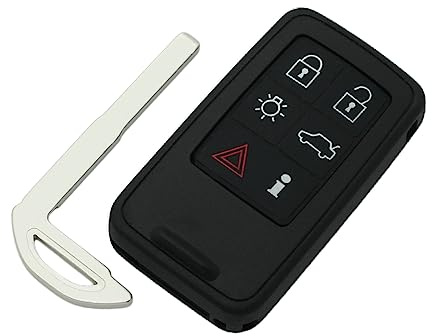 BROVACS Ersättningsnyckel + oklippt tomt nödinsättningsnyckel kompatibel med VOLVO 6-knapp smart nyckellös ingång fjärrnyckelfodral Fob PG788C