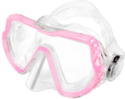 Ruayia Taucherbrille mit Nasenschutz Schwimmbrille Schnorchelmaske Kinder 180° Panorama Anti Nebel Anti-Leck - Rosa