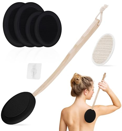 LOPHE Aplicador Crema Espalda, 7 Piezas Juego de Brochas Aplicadoras Traseras, Aplicador Loción Espalda Mango Largo, Cepillo Aplicador de Crema para la Espalda, Negro