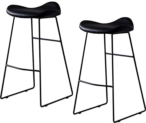 DFKGLCRR Barhocker 2er Set PU Leder Barhocker hohe Rückenlehne gepolstert Moderne Barhocker Barhocker Stühle für Esszimmer/Hausbar/Küche (Black)