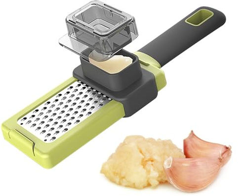 SoeUyd Prensa de Ajo de Acero Inoxidable, Nuevo Cortador de Ajo Innovador con Pelador Y Limpieza, Ralladores de Cocina, Quickly Grind Garlic Paste, Kitchen Cooking Sazonador Herramientas Suministros