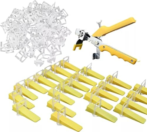 201 PCs Tile Leveling System, 2mm 100pcs Tile Spacer Clips with 100pcs Wedges and 1 Tile Installation Pliers, Tile Leveling Tool Kit for Floor, Wall Tile Leveler Tools