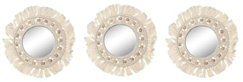 ESPEJO SET 3 MACRAME CRISTAL 20X1X20 BLANCO