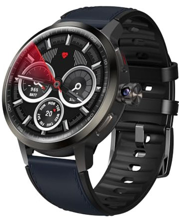 Rainbuvvy Reloj Inteligente 4G SL8541E Quad Core 2GB 16GB Cámara Rotativa Hombre Reloj 1.75 AMOLED Pantalla Grande Android 8.1 Smartwatch 1520mAh WiFi Bluetooth GPS Reloj Deportivo (Azul)