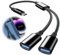 Joynine USB C Splitter 1 à 2 Adaptateur USB C Mâle vers Double Port USB Câble Adaptateur USB C vers USB 2.0 pour iPhone 16/15 MacBook Pro PS5 Voiture Clé USB Clavier Souris Imprimante