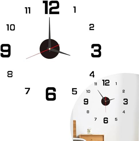 LIUQOBN Modern Design Frameless 3d Diy Wall Clock,Stick On Wall Silent Clock,Suitable For Homes Offices Hotels Bedrooms And Living Rooms（40cm/15.74in ）