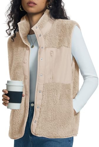 Kistore Fleece Gilet for Women UK Button Down Ladies Gilet 2026 S-XL | Stand Collar,Lightweight Cozy,Lightweight,Warm