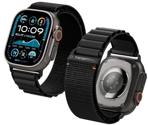 Spigen nylontyg band med krok Apple Watch-rem kompatibel med Apple Watch Ultra 3/2/1 (49 mm), serie 11/10 (46 mm), 9/8/7 (45 mm), SE/6/5/4 (44 mm), 3/2/1 (42 mm)