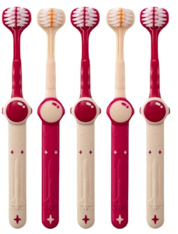 Zahnbürste mit 3 Seiten, 5 Stück, Handzahnbürsten, Weltraumthematik, Instrument für gründliche Reinigung und Zahnfleischpflege für Reisen, Zuhause, Bad