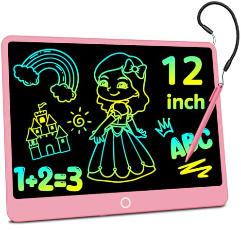 Electight LCD Writing Board Writing Area 12 Inches,Colorful Screen Doodle Board, Reusable Portable Drawing Tablet, Toddler Educational Toys for 3+ Years Old Boys Girls Gifts for Kids Pink