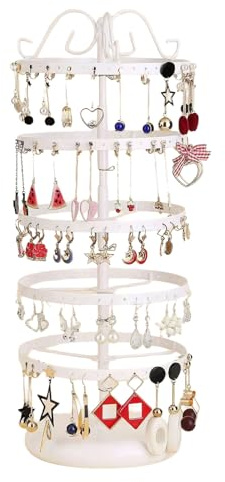 Gattregh Soporte Organizador Giratorio de 5 Niveles para Aretes, Organizador de Joyas con 210 Agujeros para 105 Pares, Almacenamiento en Metal Ajustable, Estante para Aretes y Exhibición de Joyería