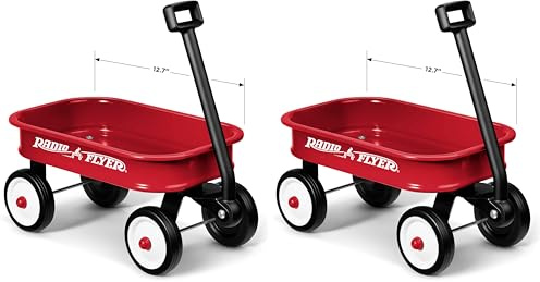 Radio Flyer Little Red Toy Wagon, Rojo, para niños de más de 1,5 años, pequeño vagón de Juguete Decorativo (Paquete de 2)