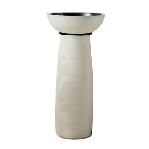 LQAIomn Pedestal Sink Round Vanity Vessel Sink, Floor Standing Bathroom Sink, Frosted Ceramic Pedestal Bathroom Sink Outdoor Wash Basin, Easy to Clean Floor S(E)