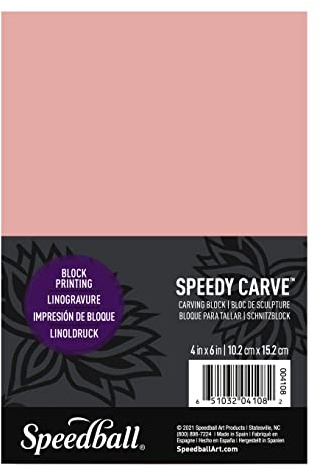 Speedball Speedy-Carve Block Printing Carving Block, Rectangle, Pink, 4 x 6 Inches (10.16cm X 15.24cm)