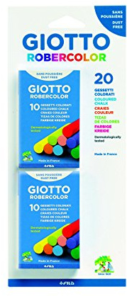 Giotto F086000 - Juego de 2 Estuches con 10 Tizas de Colores (Total: 20 tizas), Multicolor