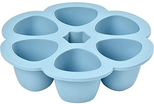 BÉABA, Multiportions Silicone de qualité premium, Résistance thermique extrême, Four et micro-onde, 6 alvéoles indépendantes, Couvercle hermétique, Fabriqué en Italie, 6x150 ml, Bleu