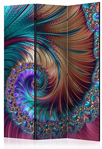 murando Decorative Room Divider Mandala 135x172 cm / 54x68 Single-Sided | Folding Screen 3 Panels Room Partition Non-Woven Canvas Print Opaque Photo Display