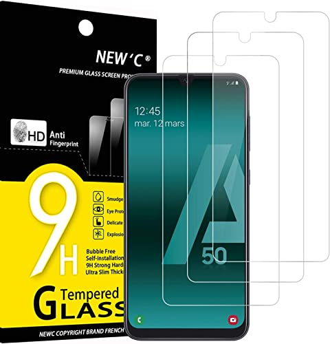 NEW'C 3 Stück für Samsung Galaxy A50 (SM-A505F), A50s für Panzerglas, Frei von Kratzern, 9H Härte, HD Displayschutzfolie, 0.33mm Ultra-klar, Ultrabeständig