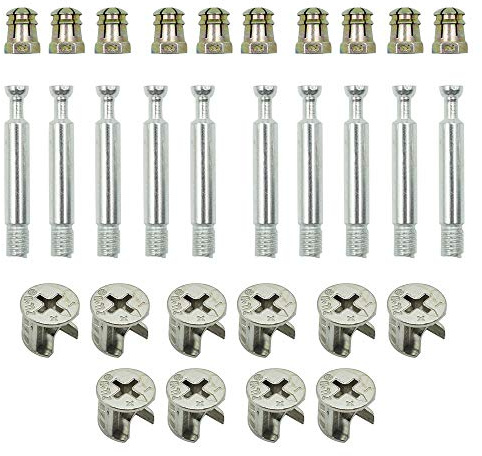 PHITUODA 10Set Cabinet Furniture Connecting Cam Fitting with Dowel and Pre-Inserted Nut