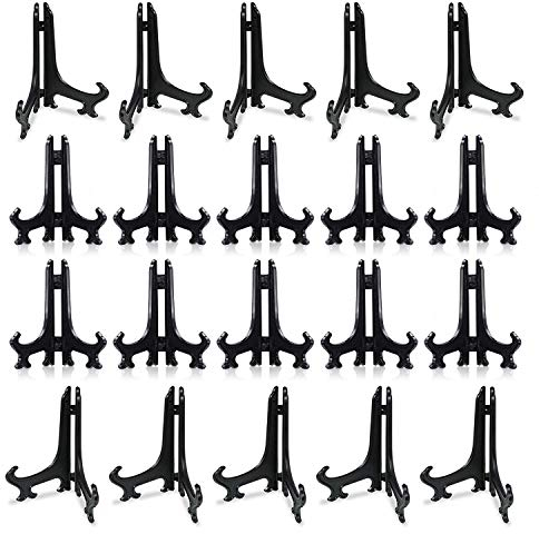 Woohome 3 Pollici 20 Pz Nero Plastica Cavalletto Piastra Supporti Pieghevole Supporto Foto Plate Stand per Immagini Casa Matrimonio Decorazione