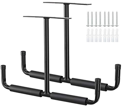 HOME COMPOSER 2 Pack Overhead Garage Storage Hook | Heavy Duty Utility Ceiling Hanger |Anti-Slip Black Ceiling Storage Garage Rack, Max Load 40kg