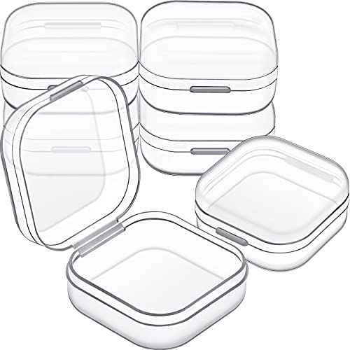 6 Pieces Mini Plastic Clear Beads Storage Containers Box for Collecting Small Items, Beads, Jewelry, Business Cards, Game Pieces, Crafts (1.37 x 1.37 x 0.7 Inch)