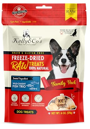 Kelly & Co's Freeze Dried Dog Treats - Fish Trio (2 Packs). Single Ingredient. Freeze-Dried Fish Trio Indulgence for Your Furbaby. High-Value Dog Training Treats (6 Oz x 2 Packs)