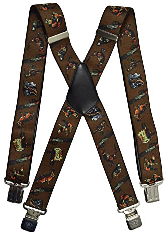 Olata Bretelle da Uomo a Forma di X, Stile da Caccia, Regolabili con Clip in Rilievo, 4 cm. Stagione di caccia