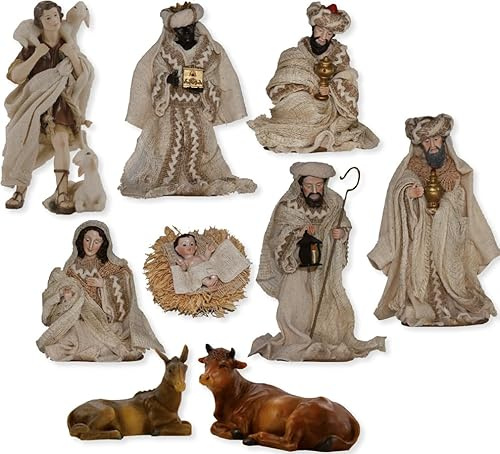 FADEDA 9 x orientaliska krubbfigurer omklädningsfigurer/höjd: 29 cm/handmålad/detaljerade krubbfigurer – julbord, dekoration, krubbtillbehör