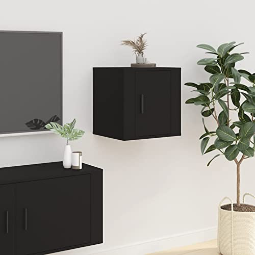 Homgoday Meuble TV mural noir 40 x 34,5 x 40 cm, meuble pour TV, salon, salle à manger, table centrale, télévision, équipement de musique, meuble bas de rangement