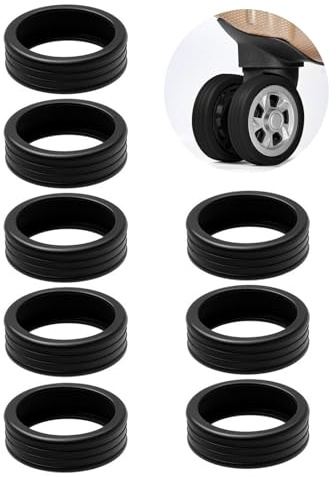Jasminum Lot de 8 housses de roue de bagages, housses de roue portables en silicone, housses de protection pour valises, protection de roue pour la plupart des valises, noires, Noir , s, Voyageurs et