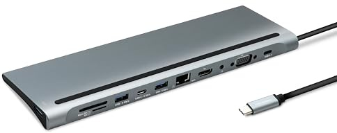 METRONIC Adaptateur USB-C 11 en 1, Station d'accueil HDMI VGA RJ45 SD Micro SD, Port USB-C PD 100W, Sorties Audio/Vidéo, PC Ordinateur Portable - 395297