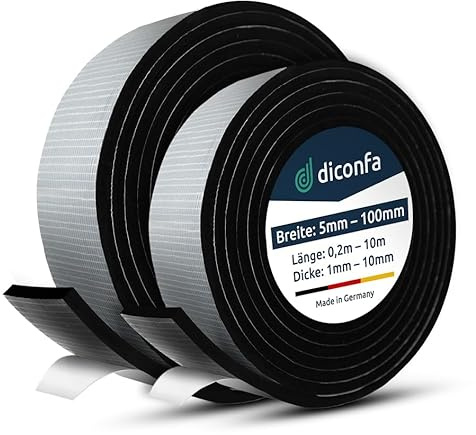 diconfa EPDM Zellkautschuk DICHTUNGSBAND selbstklebend WÄHLEN - BREITE: 5 bis 100mm - LÄNGE: 0,2 bis 10m - DICKE: 1 bis 10mm - 100mm x 10mm x 4m - DICHTBAND Innen Außen Moosgummi wasserdicht