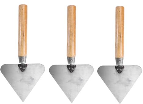 Artibetter 3piezas Palustres Triangulares De Acero Inoxidable Con Mango De Madera Para Albañilería Fratasadoras Mortero y Alisador Hormigón Herramientas Prácticas Para Construcción