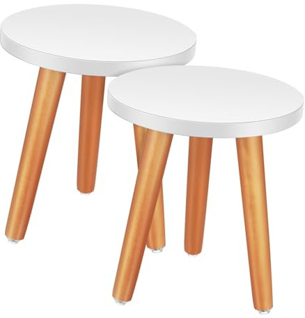 YARNOW Support Pour Plantes En Bois Massif, Petit Tabouret Pour Plantes D'intérieur, Lot De 2, Diamètre 20/22 Cm, Support Polyvalent Pour Pots De Fleurs, Usage Intérieur