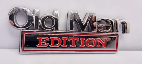 3D Old Man Edition Car Sticker Metal Logo Emblem Sticker Car Pensioner Silver