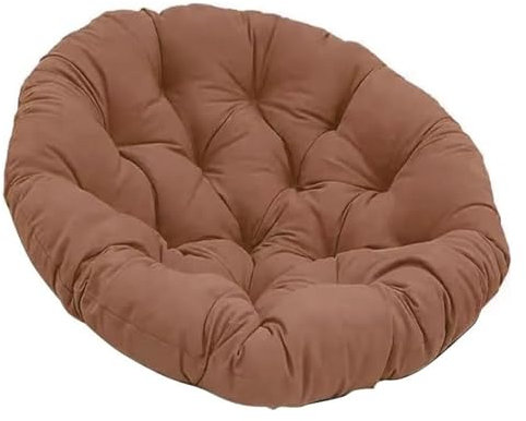 Weatherproof Rattan & Steel Bowl Chair Rotary Outdoor Armchair for Garden Furniture Set Cushioned & Fluffy (Color: Coffee Size: 50x50cm)