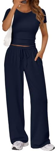 Trendy Queen Womens 2 Two Piece Set 2026 Summer Workout Beach Vacation Cruise Gym Clothes Spring Fashion Lounge Matching Sweatsuit Sweat Airport Travel Outfit Resort Wear Fitness Clothing