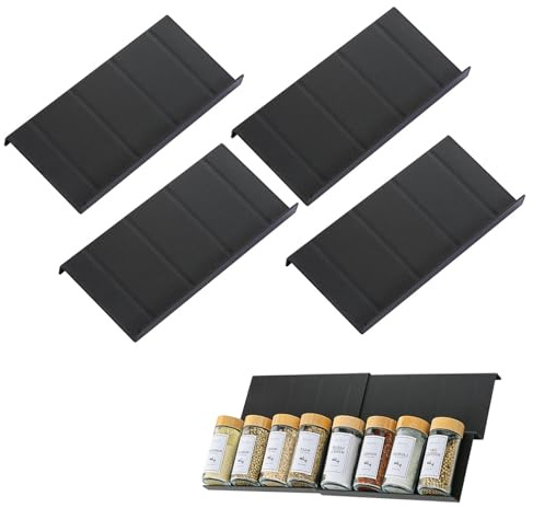 SANLIUBA Famhap Gewürz Organizer Schublade,4Stück Schubladen Organizer Küche Modulare Gewürzschublade mit 24 Fächern für Die Aufbewahrung In der Küche, Speziell Für Gewürzdosen Konzipiert (Schwarz)