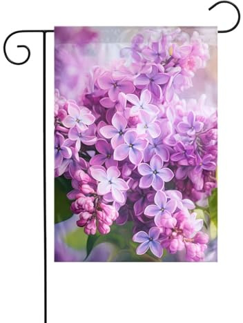 WHJDPP Drapeaux de jardin avec impression de fleurs lilas en fleurs 30,5 x 45,7 cm pour décoration de cour avec 3 cm de largeur (drapeau uniquement, mât non inclus)