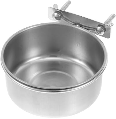 Lurrose Mangeoire pour Perroquet Multifonction en Acier Inoxydable, Bol Moyen Diamètre 12 Cm, Alimentation et Abreuvoir Intégrés, pour Cage D’Oiseaux et Petits Animaux, Usage Domestique et Voyage
