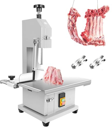 Electric Bone Saw Machine, Commercial Tabletop Meat Bandsaw Meat Cutting Table, 0.04-4in Cutting Thickness, 0.04-8in Height, Frozen Saw, Countertop Bone Cutter