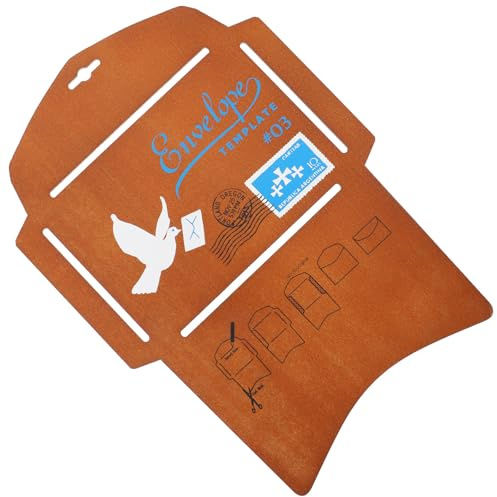 CLISPEED Wooden Envelope Maker Stencil Template for DIY Letter Envelopes, Hollow Out Craft Template in Vintage Color, Suitable for Invitation Cards and Paper Craft Projects