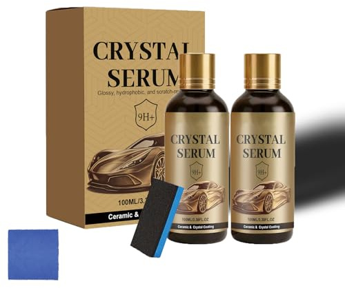 Auto Crystal Serum, Advanced Graphene Ceramic Coating for Cars, Rivestimento Ceramico al Grafene di Alta Qualità per la cura dell'auto, con Durezza 9H e Elevata Brillantezza (2PC)