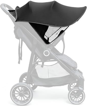 Issimober Universal Pram Sun Shade Cover UPF50+ Adjustable Baby Stroller Sunshade Canopy Foldable Waterproof Breathable Buggy Sun Visor for Pushchair Pram and Infant Carriage (Black)