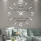 Mintime Rahmenlose 3D DIY Wanduhr XXL Stumm Spiegel Aufkleber Home Office Schule Dekoration (Silber)