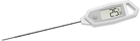 TFA Dostmann Digitales Einstichthermometer, 30.1064.02.K, mit Werkszertifikat, Edelstahlfühler, wasserdicht, drehbares Display, weiß, Kunststoff, (L) 206x (B) 31 x (H) 18 mm