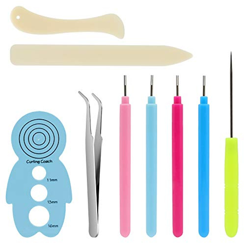 KITANIS 9 Pieces Multifunctional Slotted Quilling Tool and Supplies Kit Ergonomic for Beginner, Advanced Quiller, DIY, Handcraft, Scrapbooking, Card Making, Bookbinding and Origami